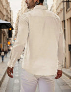 Mens Cotton Linen Button Down Shirt