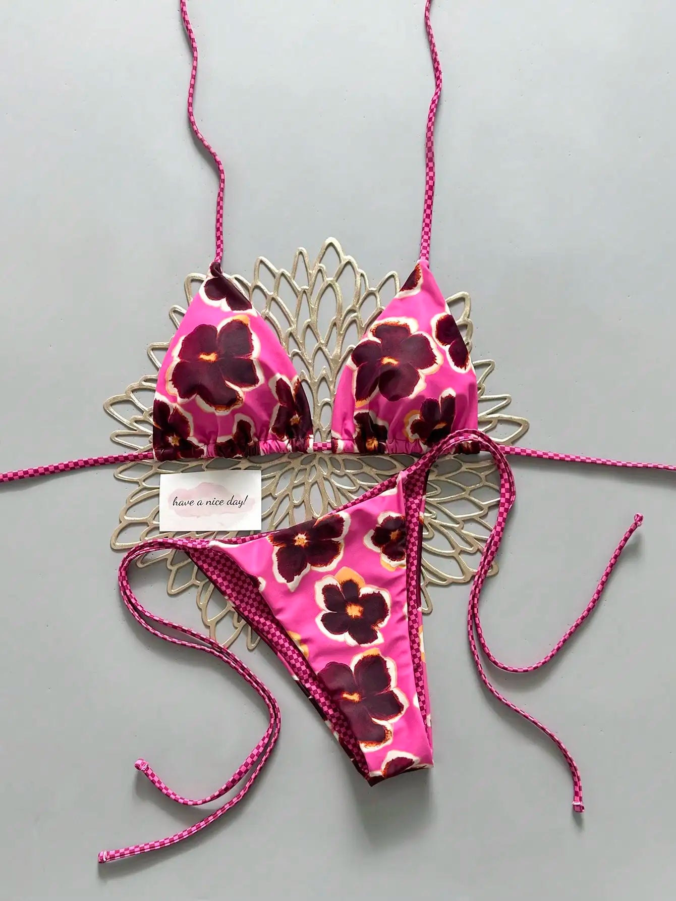 2pcs Retro Floral Bikini
