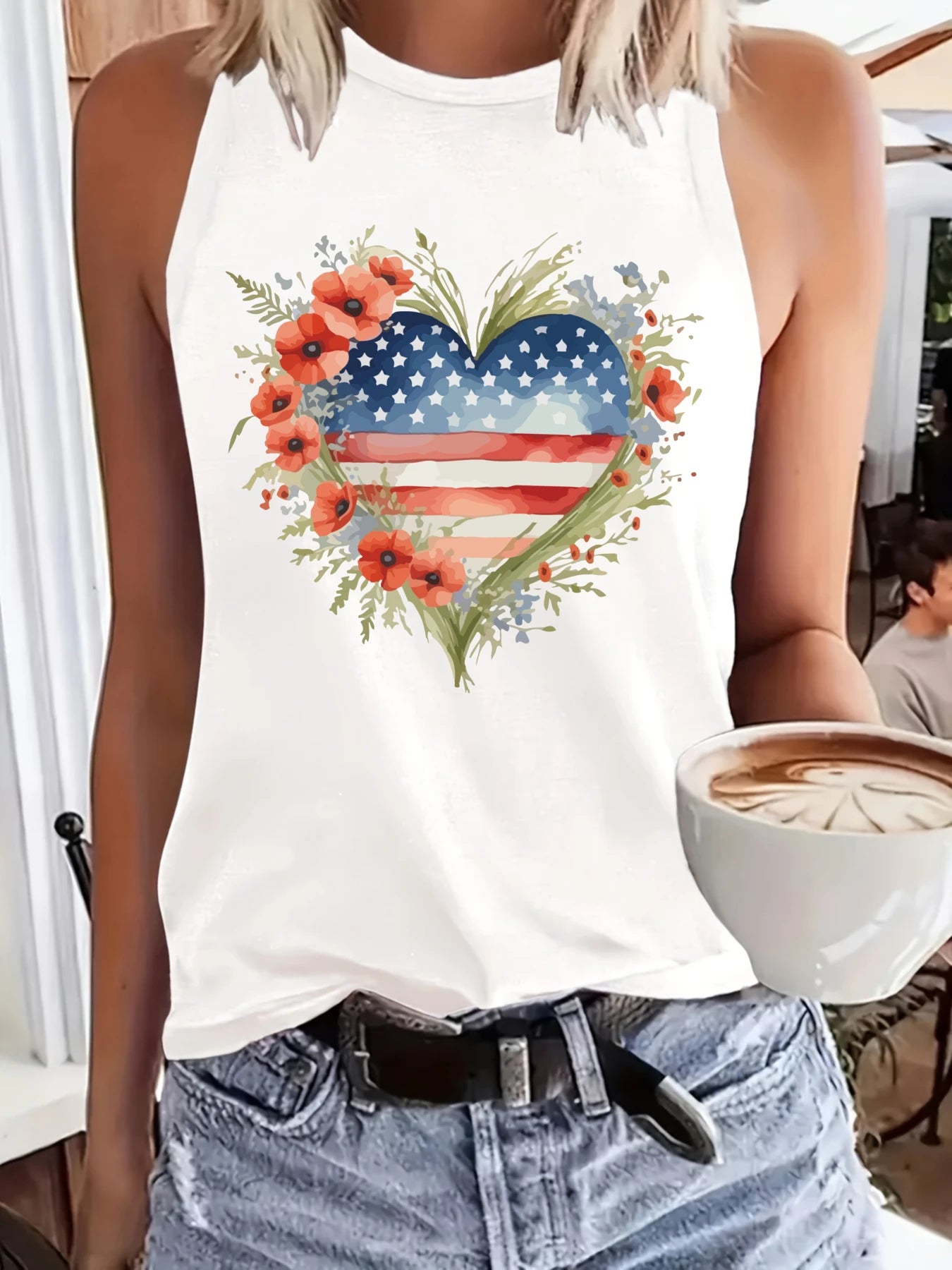 Independence Day plus size women's tank top