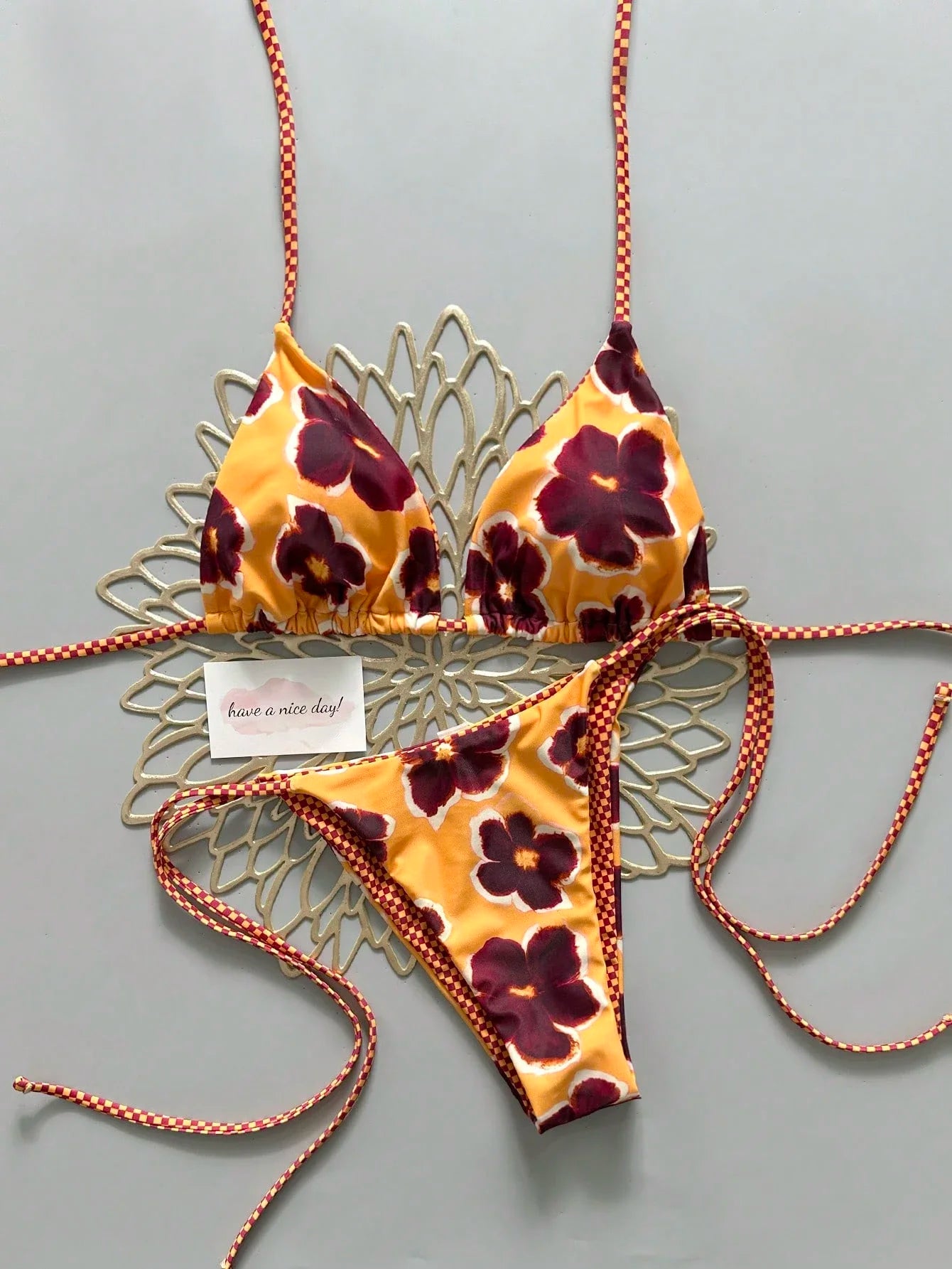 2pcs Retro Floral Bikini