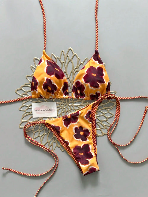 2pcs Retro Floral Bikini