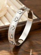 Stainless Steel Women's Clover Bracelet & Bangle Set