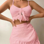 Lace Hip Skirt Swimsuit Three-piece
