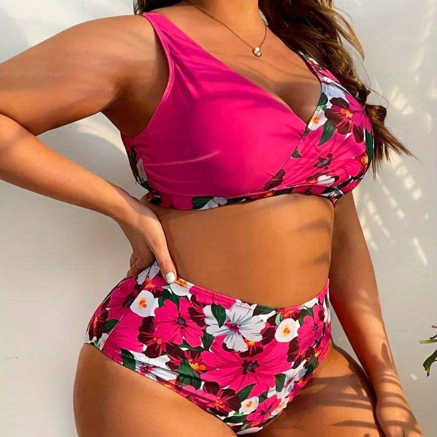 Swimsuit Slicing Flower Print