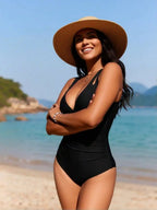 One-Piece Swimsuit With Deep V-Neck