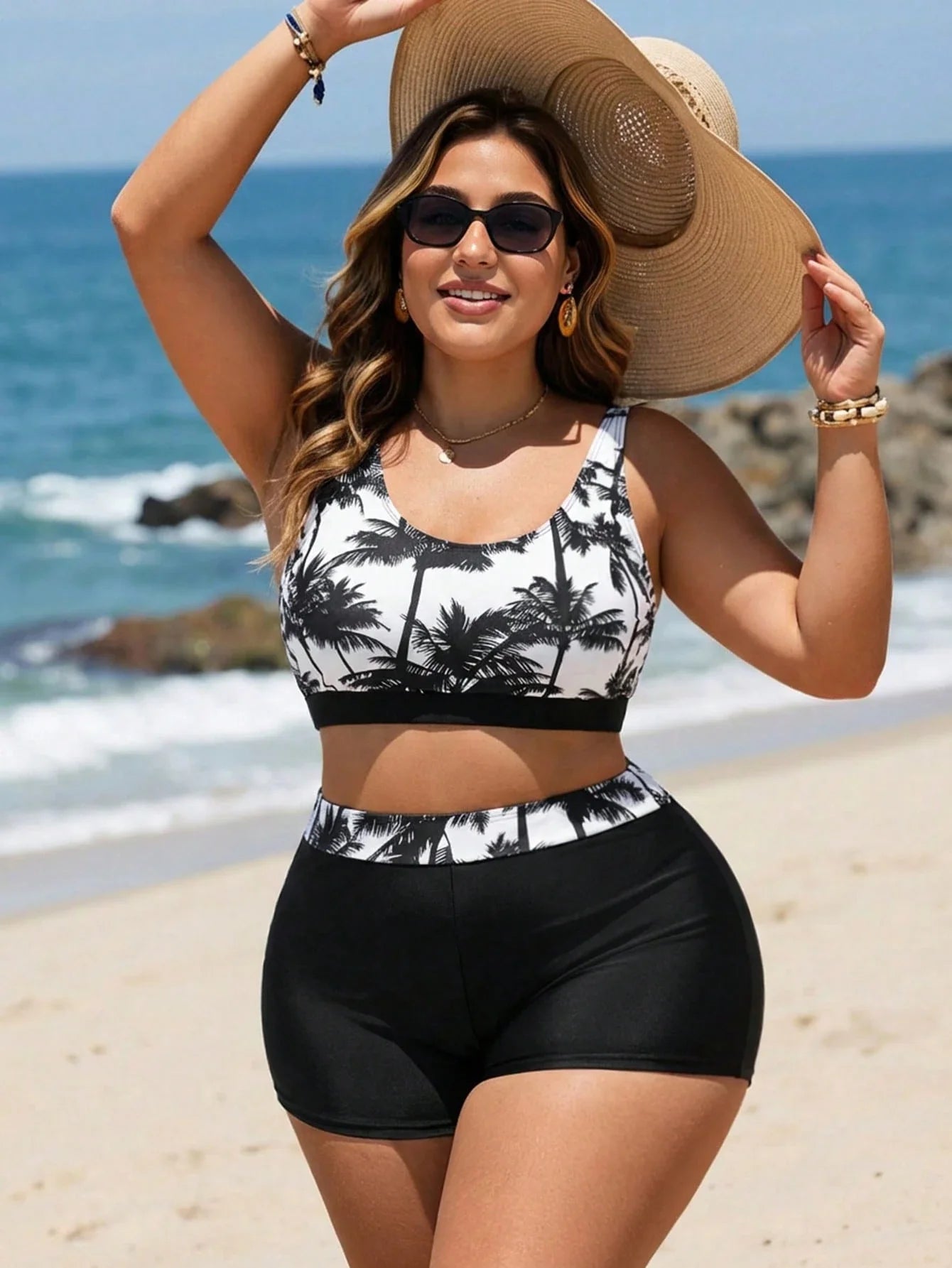 High-Waisted Plus Size Beachwear