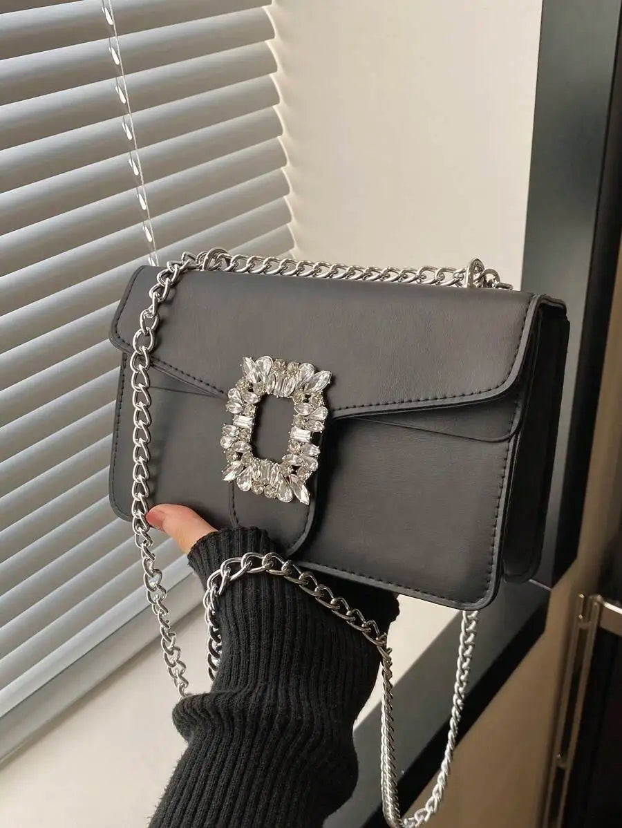 Rhinestone Decor Crossbody Bag