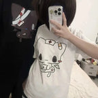 Cartoon Printed Funny Couples Sweet Y2k Harajuku