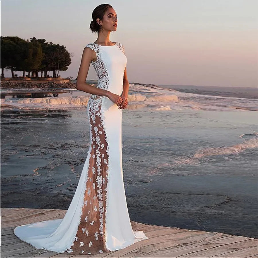 Lace Splicing Extra-long Dress