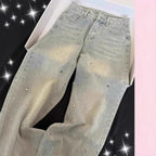 Shiny Star Rhinestone Denim Pants