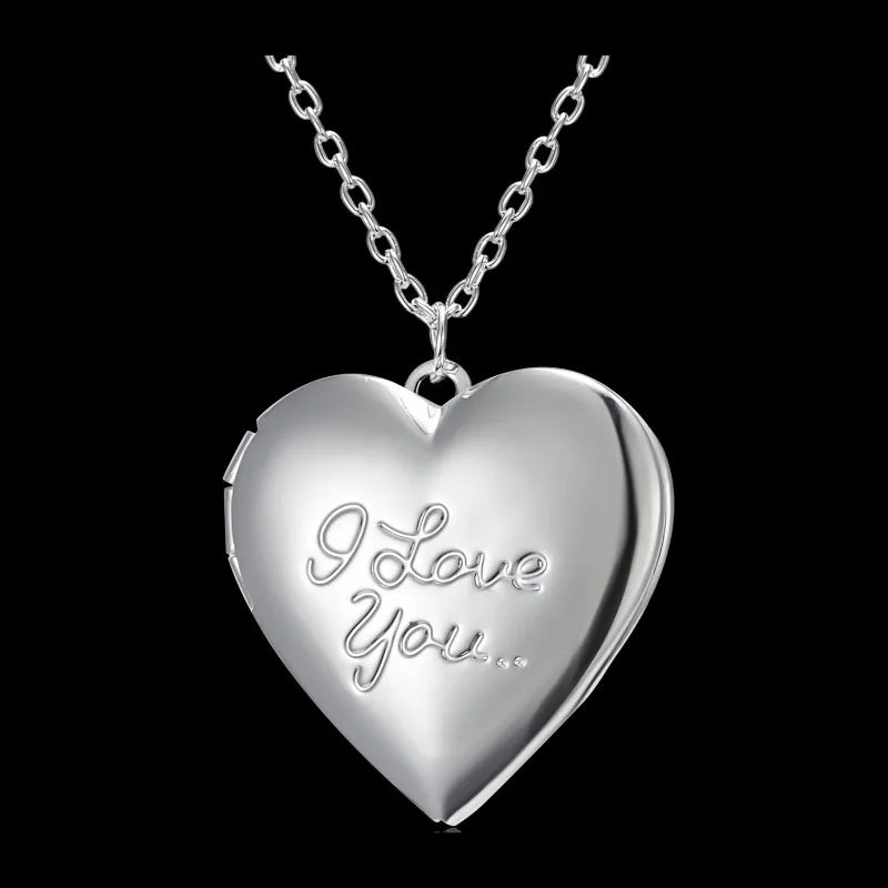 Photo Pendant Necklace Women's Silver Plated