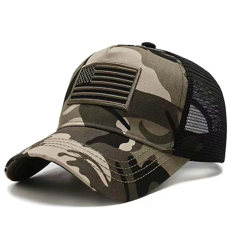American Flag Embroidery Baseball Net Caps