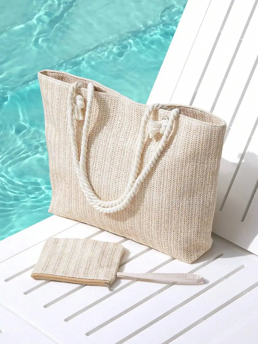 Straw Bag With Coin Purse