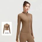 Zipper Long Sleeve Sports Jacket Women Fitness Yoga Shirt Gym Top Activewear Running Coats Push Up Workout Clothes Woman Jacket
