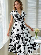 Plus Size White Floral Print Dress